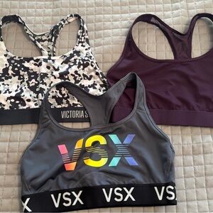 Victoria's Secret Sport Bra Set - Gray, Purple, Black/White Camo-Size Large